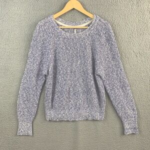 Free People Sweater Small Chunky Wool Linen Purple Marled